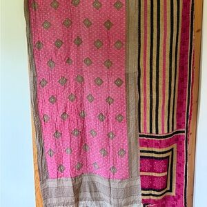 Vintage kantha quilt, twin cotton throw, beach blanket